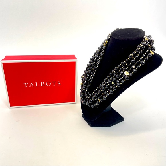 Talbots Black/Gold Multi Strand Necklace - Picture 5 of 13